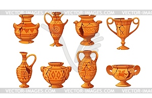 Antique vases, ancient Greek jug pitchers and pots - vector clipart