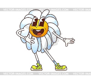 Groovy daisy chamomile flower bloom character - vector clipart