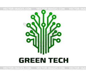 Green tech icon, smart farm and eco green energy - vector image