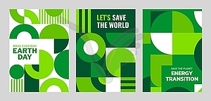 Environment ecology earth day geometric posters - vector clip art