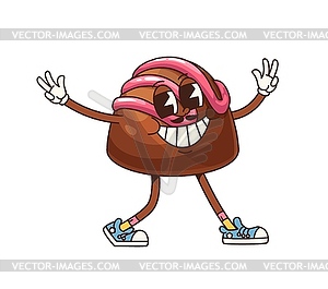 Retro groovy candy sweet cartoon funny character - vector clip art