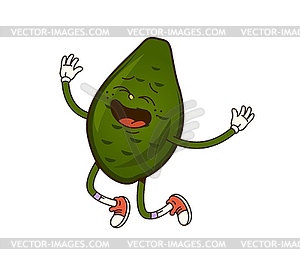 Cartoon retro groovy avocado fruit happy character - vector clipart