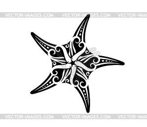 Maori warrior tribal starfish animal tattoo - vector image