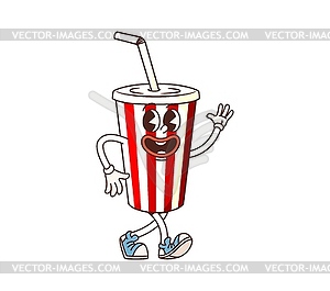 Retro groovy fast food soda drink funny character - vector image