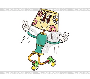 Cartoon lamp groovy furniture retro character - vector clipart / vector image