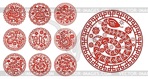 Snake reptiles ornament for Chinese Lunar New Year - vector clip art