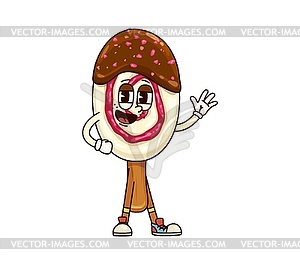 Ice cream groovy character with chocolate topping - vector clipart / vector image