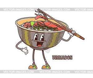 Cartoon retro groovy tekkadon donburi character - vector clipart