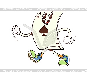 Groovy poker card, retro hippie cartoon character - vector clipart