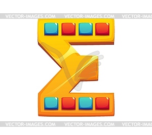 Cartoon egyptian font golden mosaic e letter - vector clipart