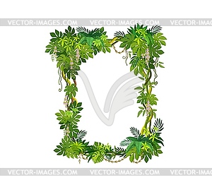 Jungle tropical forest liana frame of green leaves - vector image