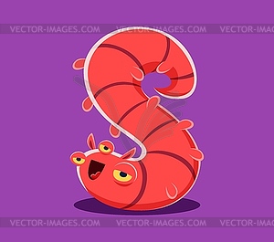 Halloween font letter S funny monster character - vector image