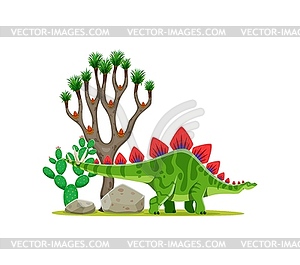 Cartoon prehistoric stegosaurus dinosaur character - vector clipart