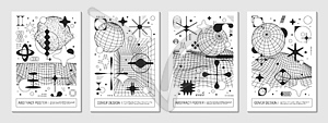 Абстрактные брутальные плакаты с изображением геометрических фигур - векторный дизайн