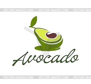 Avocado icon featuring halved fruit with seed - vector clipart