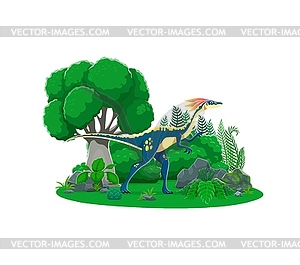 Compsognathus prehistoric dinosaur in jungle - vector image