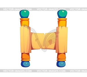 Cartoon egyptian font papyrus scroll h letter - vector EPS clipart