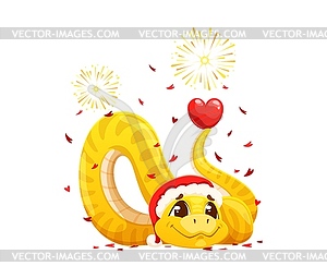 Funny cartoon snake with love heart on its tail - vector image