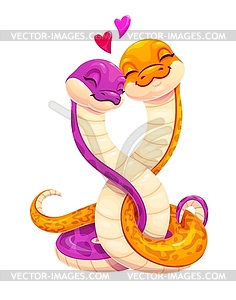 Two snakes wrap around each other in love feelings - vector image