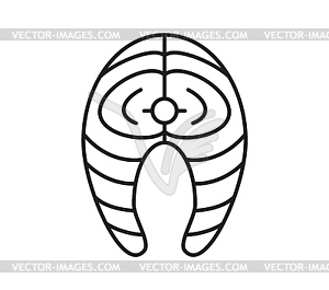 Salmon fish meat steak cut thin line icon - vector image