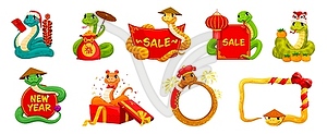 Asian horoscope snake characters on sale banners - vector image