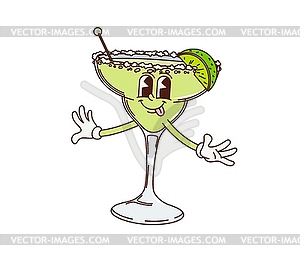 Cartoon retro groovy margarita cocktail character - vector image