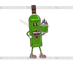 Cartoon retro groovy absin bottle character - vector clipart