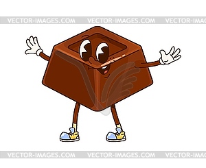 Groovy chocolate candy sweet pastry character - vector image