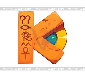 Cartoon egyptian font stone sculpture k letter - vector clip art