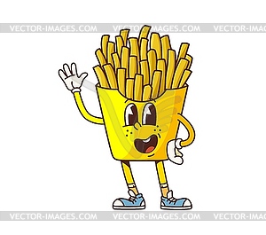 Groovy fast food fries retro cartoon character - color vector clipart