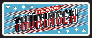 Germany Thuringen German city retro travel plate - color vector clipart