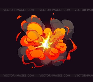 Cartoon boom cloud, bomb blast explosion effect - color vector clipart