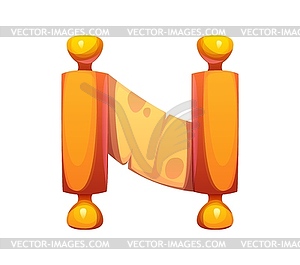 Cartoon egyptian font parchment scroll n letter - color vector clipart