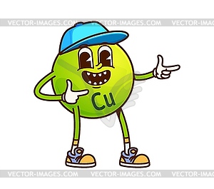 Cartoon Copper or cuprum groovy vitamin character - vector image