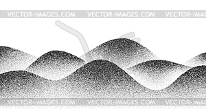 Noise grain halftone hills and mountains landscape - vector clipart