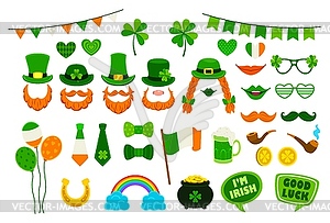 St Patrick day photo booth and party stickers - vector image