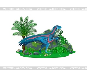 Extinct Therizinosaurus dinosaur cute character - vector image