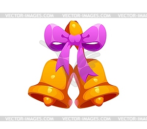 Wedding marriage and Valentine day golden bells - vector image