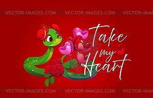 Take My Heart, Valentine Day quote or love phrase - vector clip art