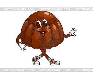 Groovy cartoon chocolate candy funny character - vector image