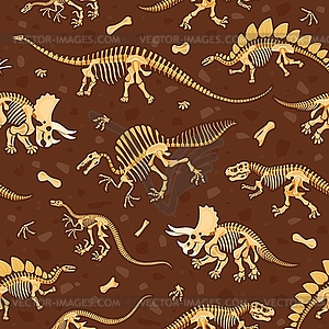 Prehistoric dinosaur fossils seamless pattern - vector clipart