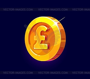 Shiny golden coin featuring pound sterling symbol - vector clipart