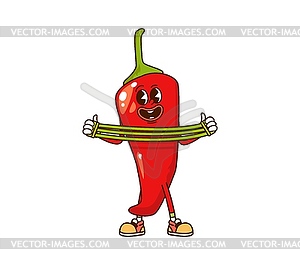 Cartoon groovy chili pepper vegetable character - vector clipart