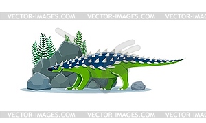 Dinosaur, prehistoric lizard Saichania dino animal - vector image