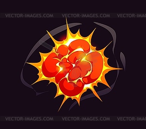 Bomb blast explosion cloud, comic fire and smoke - vector clip art