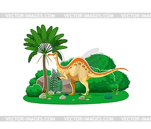 Paleontology Deinocheirus dinosaur funny character - vector image