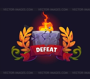 Defeat game icon, level not complete, gamer fail - vector clipart