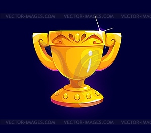 Game asset golden goblet cup, trophy award prize - vector image