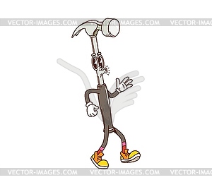 Groovy claw hammer DIY or repair tool character - vector clipart / vector image