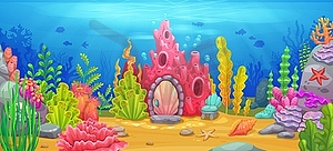 Reef coral house underwater landscape background - vector clipart